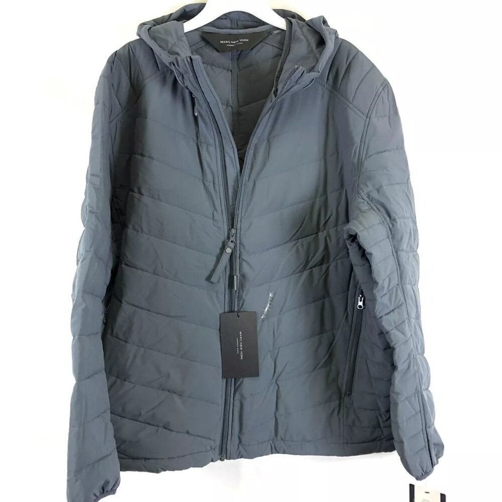 Andrew Marc, Men’s Delavan Ultra Stretch Hooded Jacket, Size 2XL, Blue, Tear